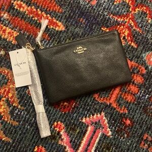 Coach Black Leather Wristlet